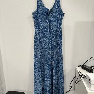 Chaps Blue and White Paisley Maxi Dress